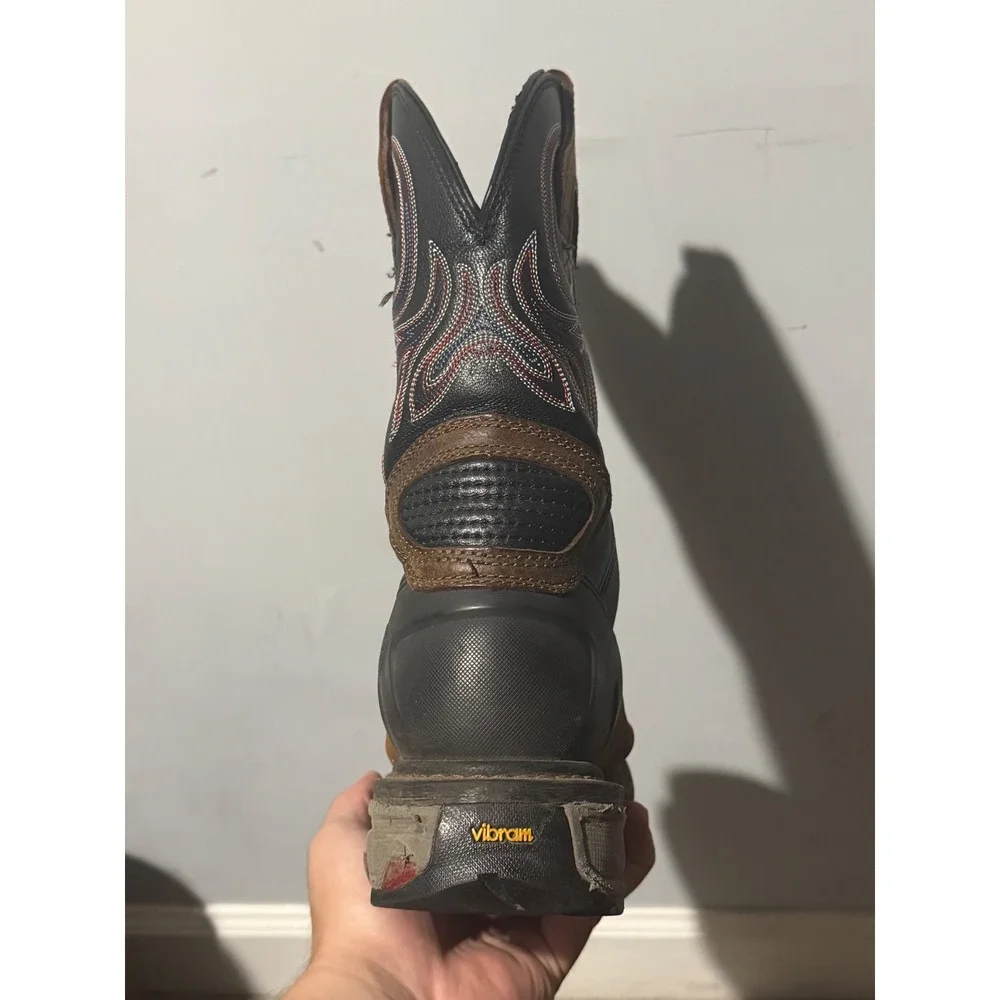 Justin Mens Commander X-5 Steel Toe Work Boots Brown Black WK2104 Vibram 9.5D